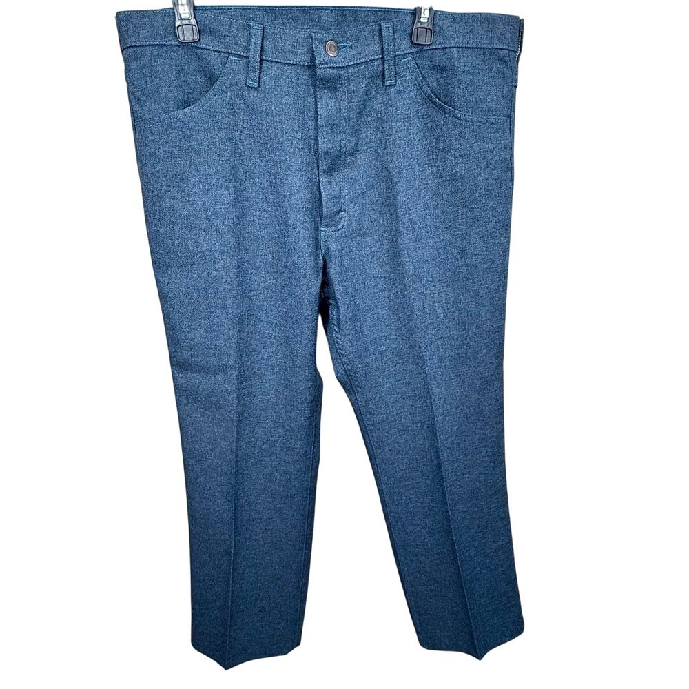 Vtg Wrangler Polyester Pants Blue Mens 36x32 Western Slacks